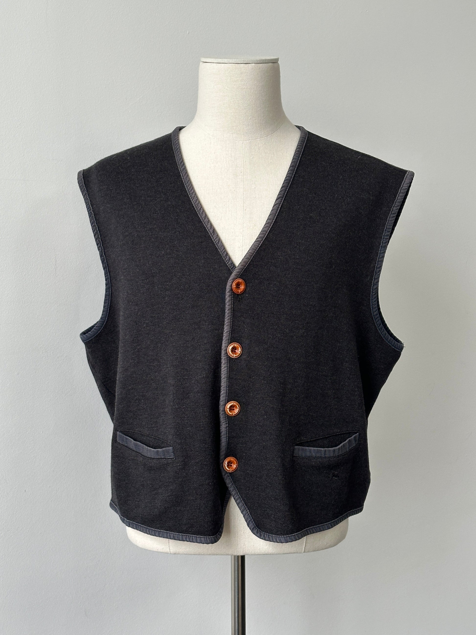 Burberry 1990s Wool Knit Logo Waistcoat - L