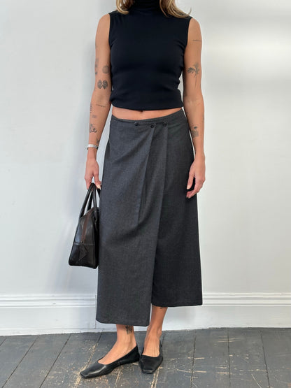Vintage 1990s Wool Wide Leg Wrap Culottes - W29