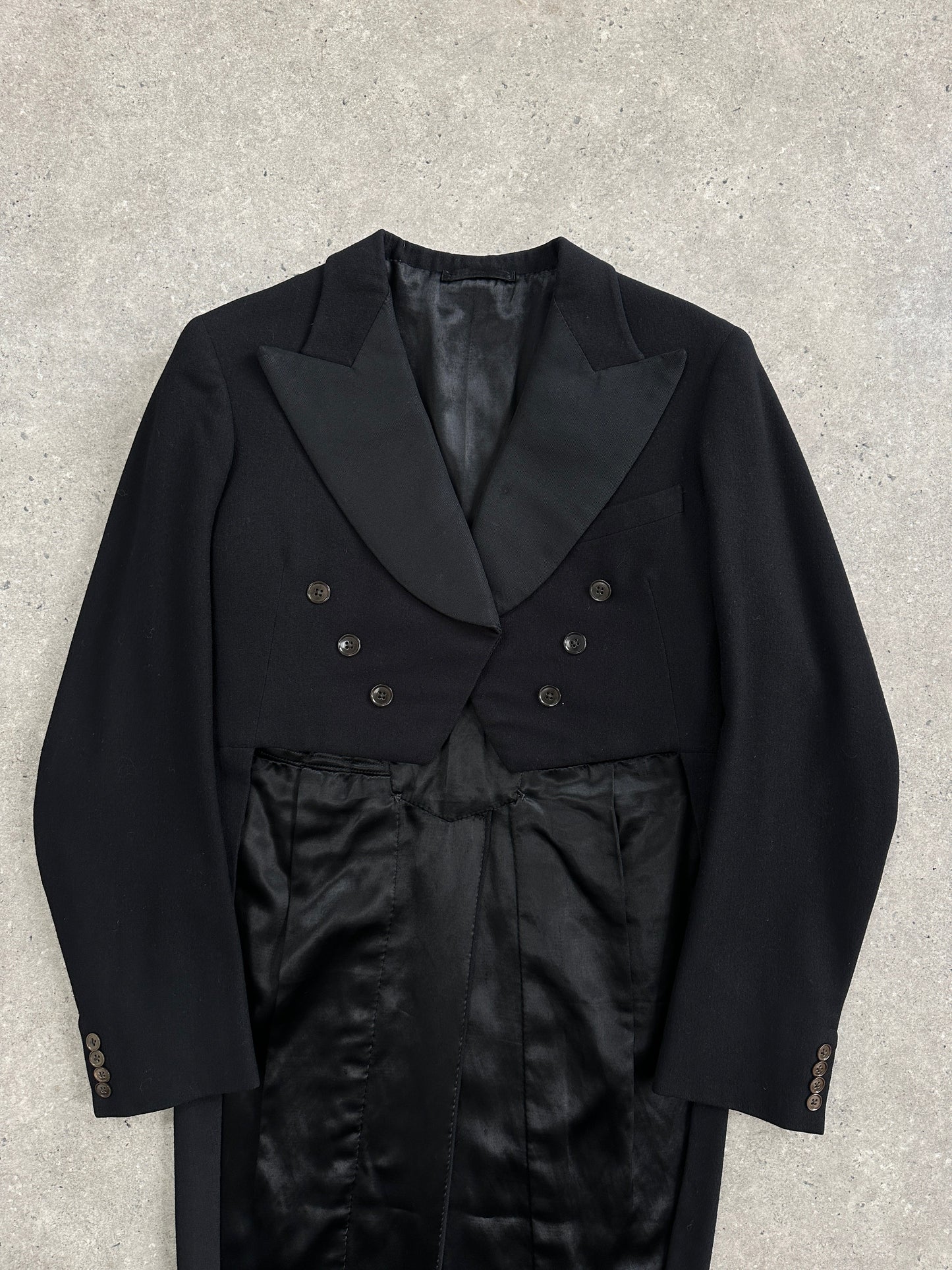 Vintage 1960s Wool Double Breasted Tuxedo Tailcoat Blazer - M