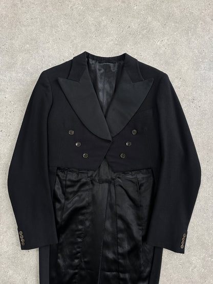 Vintage 1960s Wool Double Breasted Tuxedo Tailcoat Blazer - M