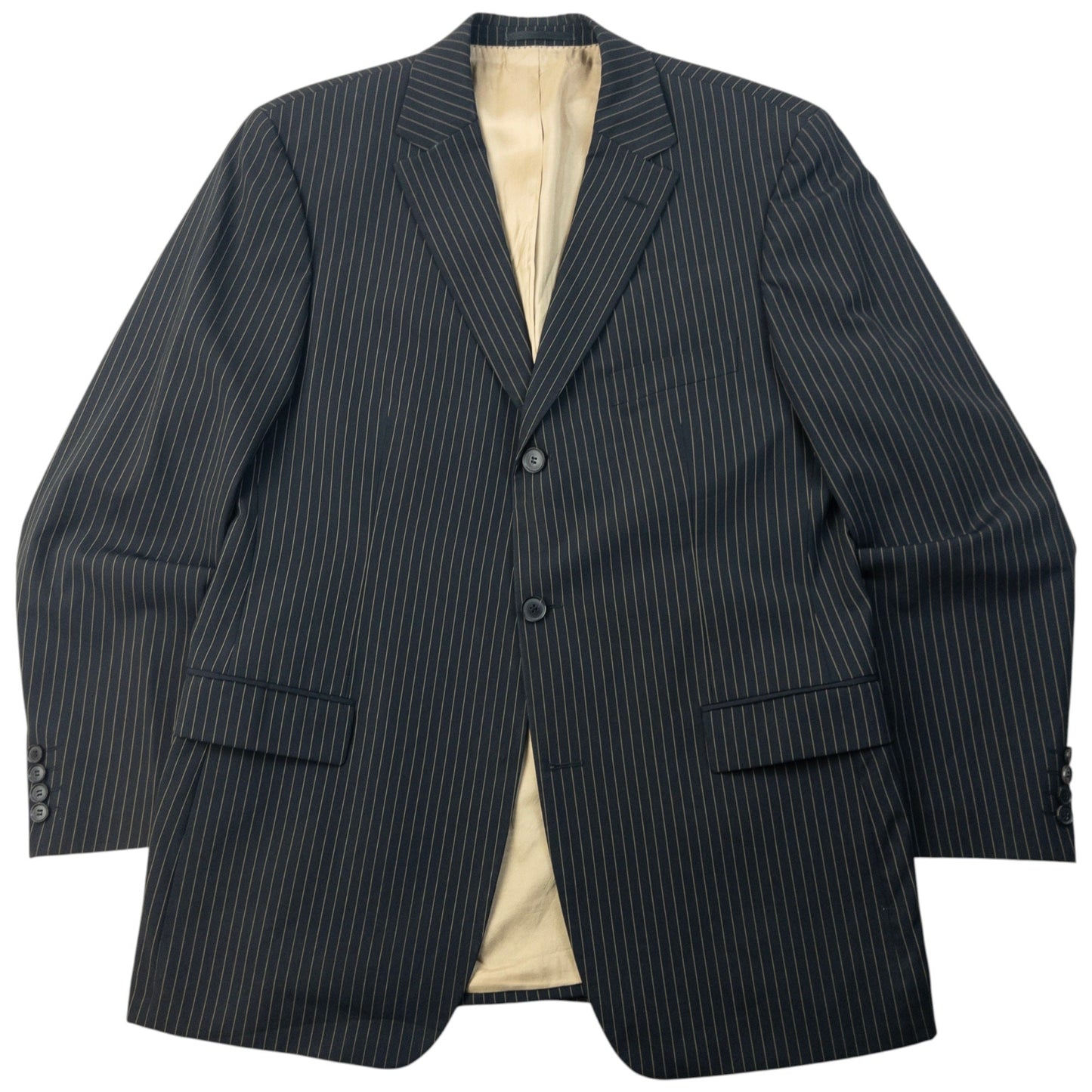 Vintage 2000s Hugo Boss Rossellini Movie Pinstripe Jacket & Trousers Suit Set Size XL | XL, Brown
