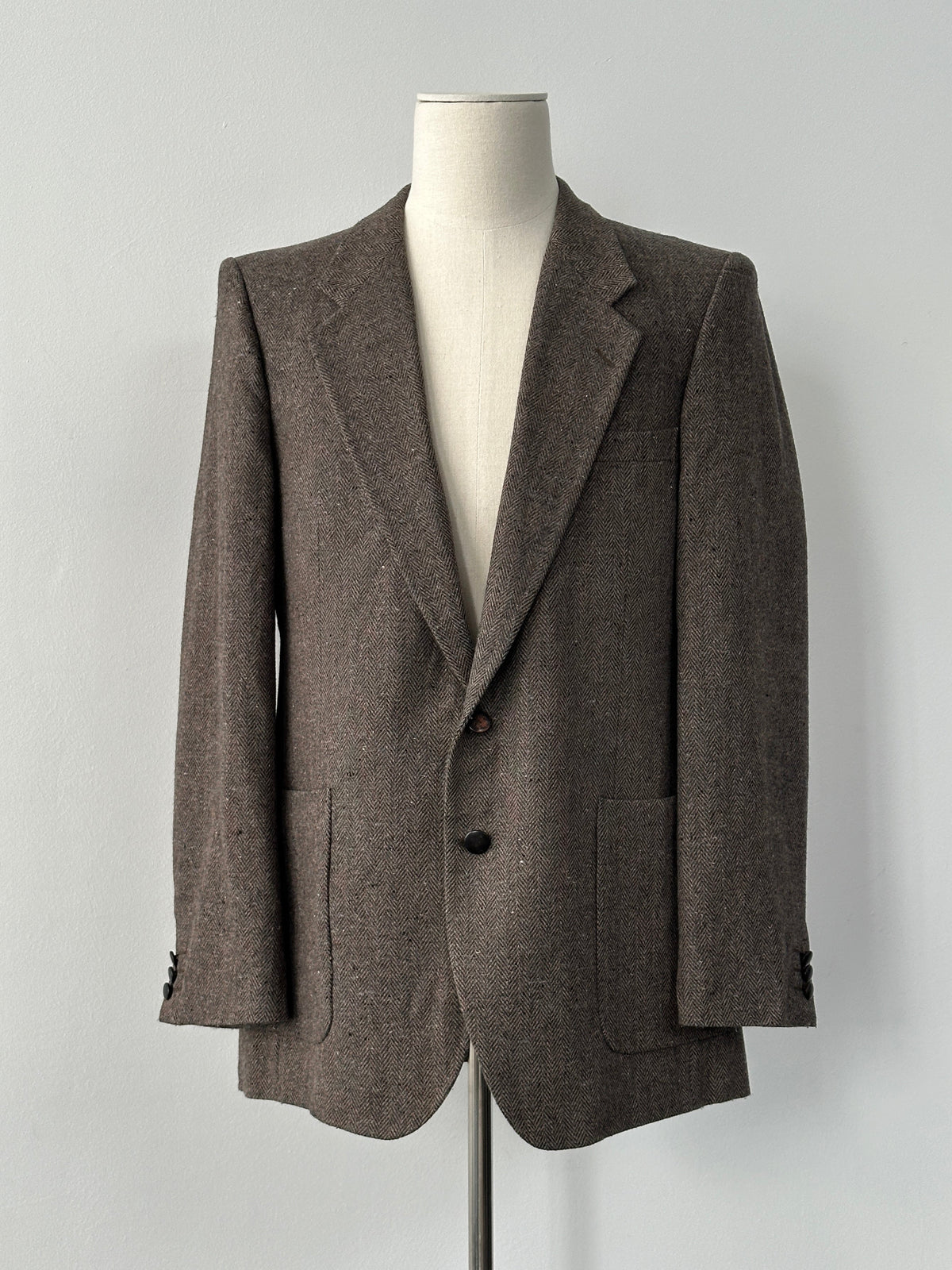 Yves Saint Laurent Menswear 1990s Pure Wool Herringbone Blazer - 42R