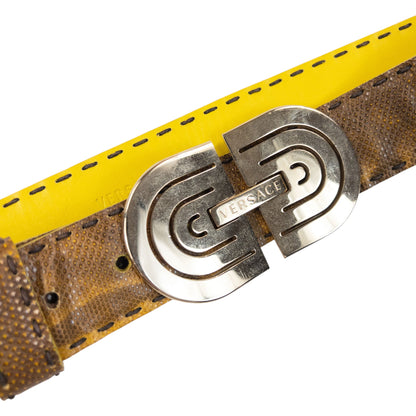 Vintage 90s Versace Snakeskin Leather Belt Size S | O/S, Brown