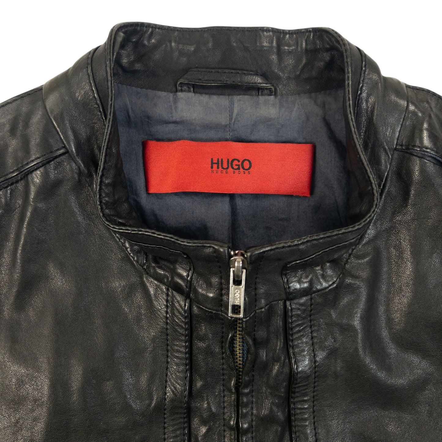 Vintage 2000s  Hugo Boss Zip Up Leather Jacket Size S | Small, Black