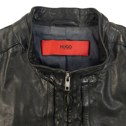 Vintage 2000s  Hugo Boss Zip Up Leather Jacket Size S | Small, Black