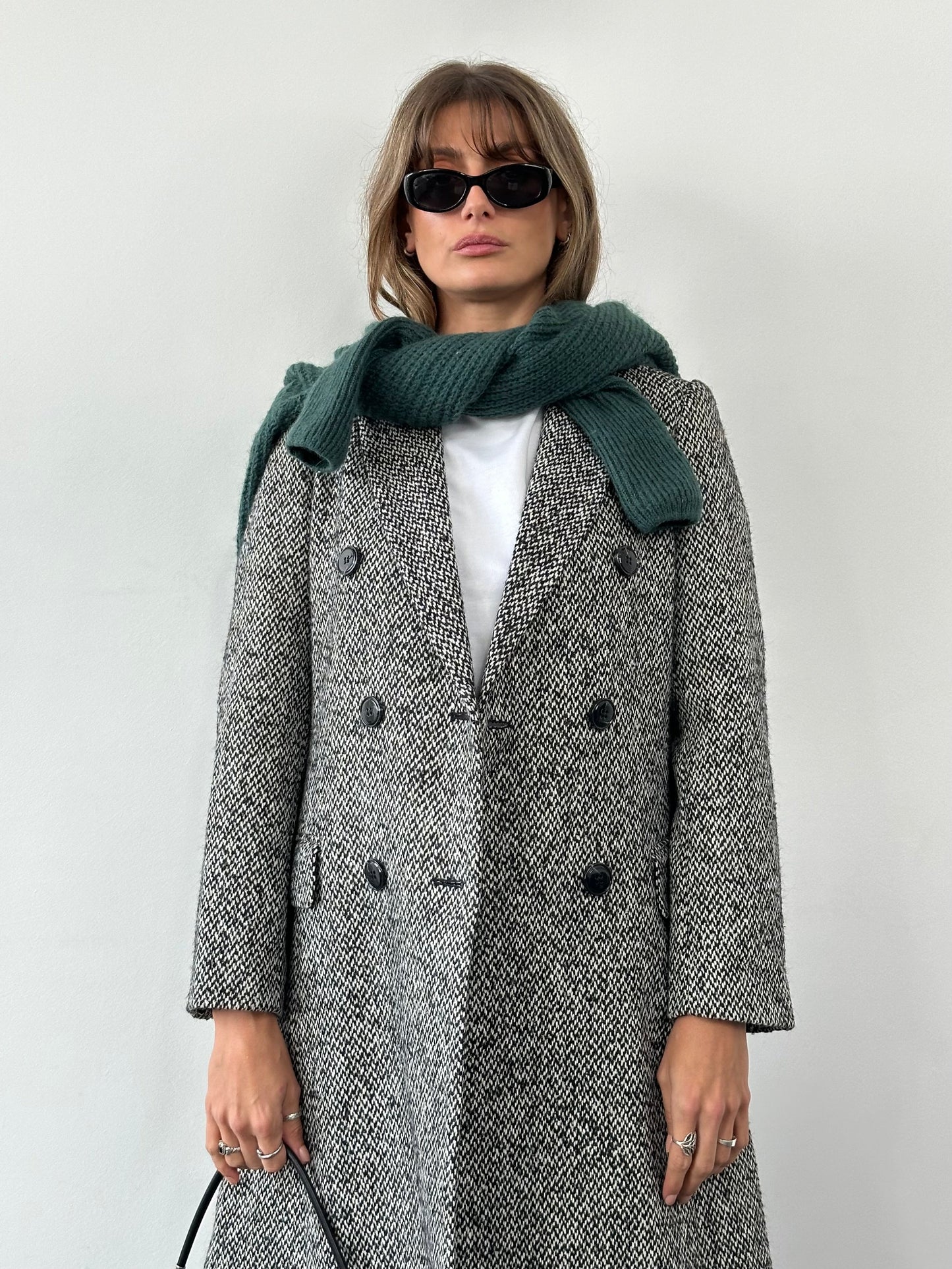 MAX&Co Wool Blend Tweed Double Breasted Coat - M