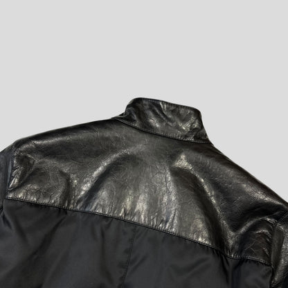 Prada Milano 2011 Gabardine Nylon Leather Jacket + Belt - M | Default Title, Black