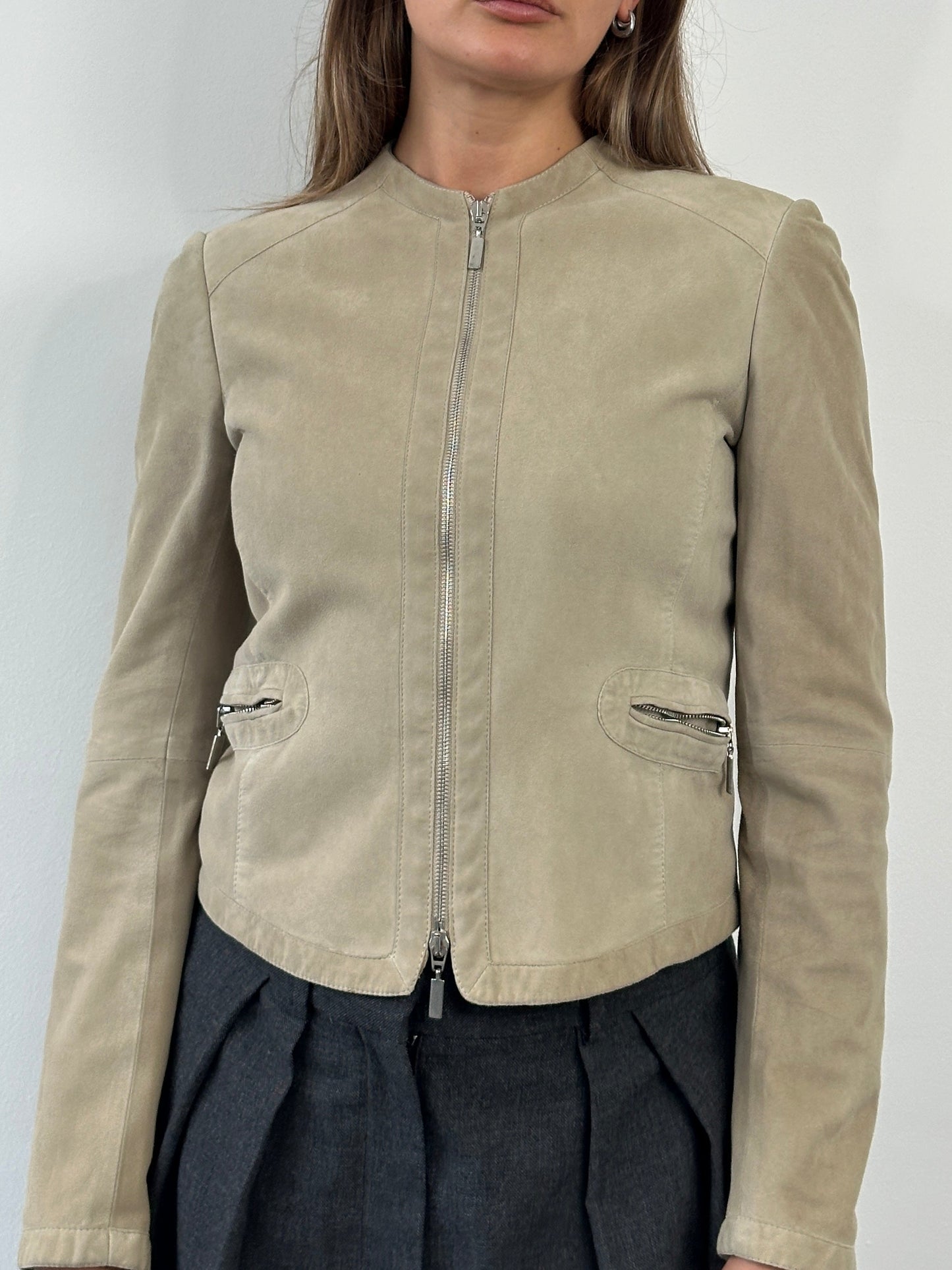 Armani Collezioni 2000s Double Zip Suede Jacket - XS/S