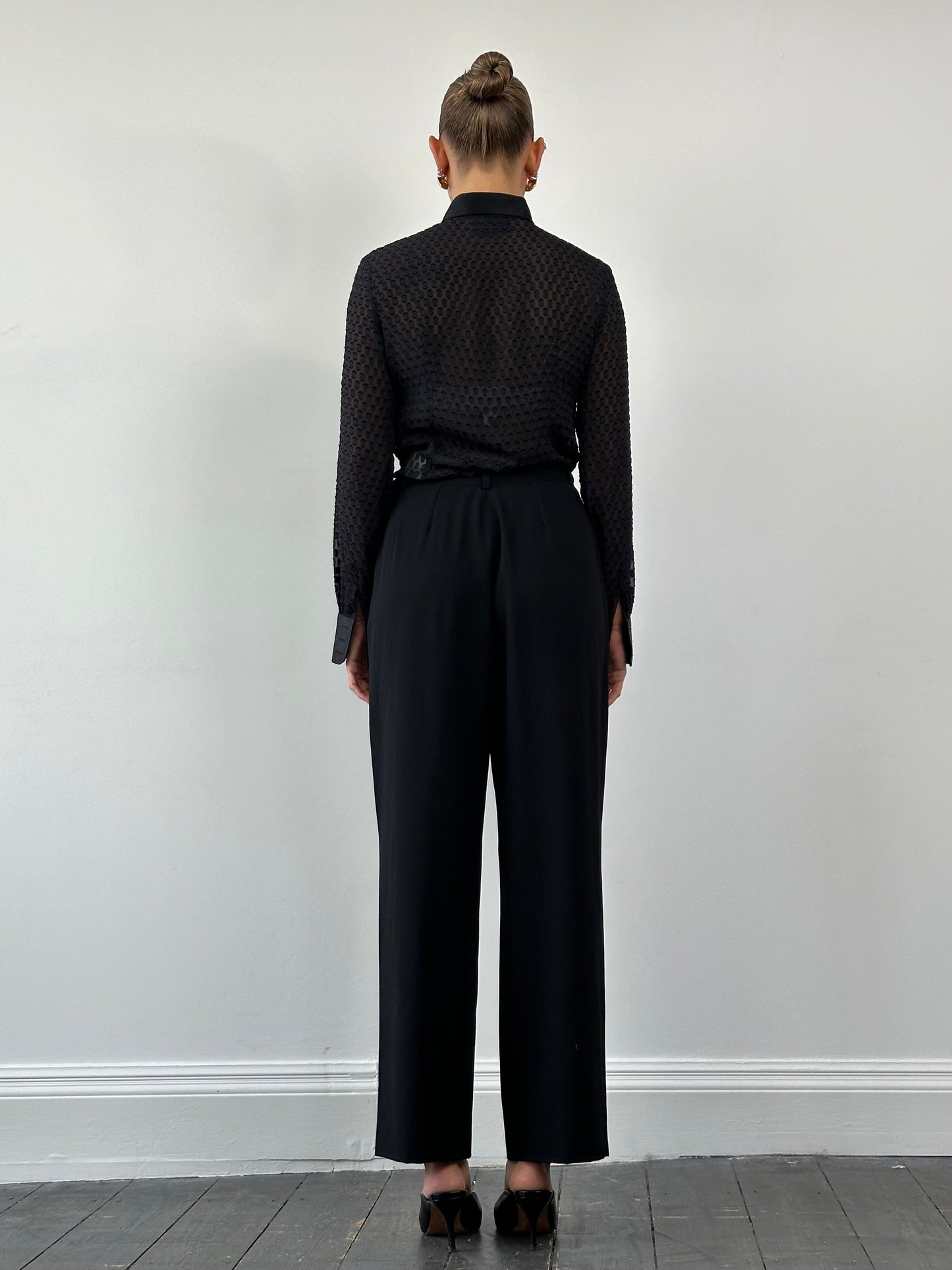 Giorgio Armani 80s Black Label Pure Wool Wide Leg Suit - M/L