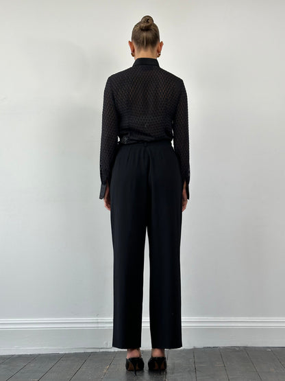 Giorgio Armani 80s Black Label Pure Wool Wide Leg Suit - M/L