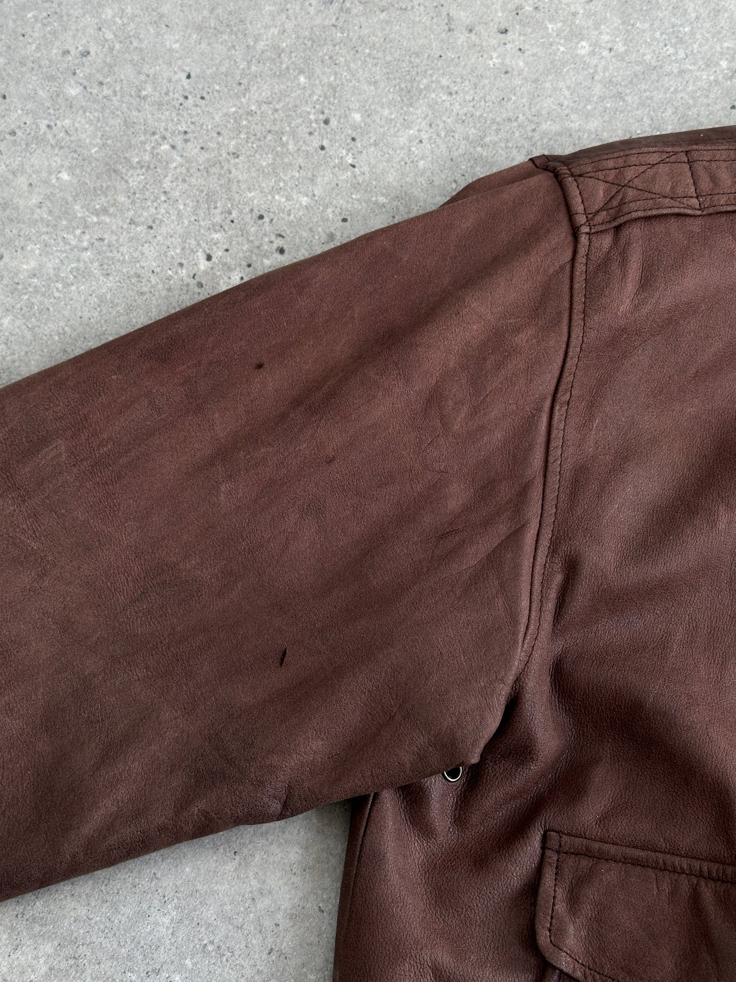 Vintage Leather Bomber Jacket - L/XL