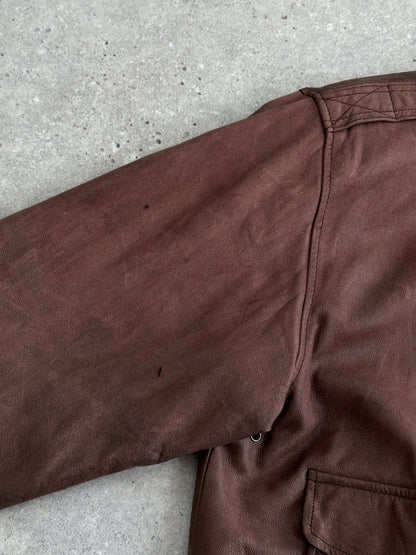 Vintage Leather Bomber Jacket - L/XL