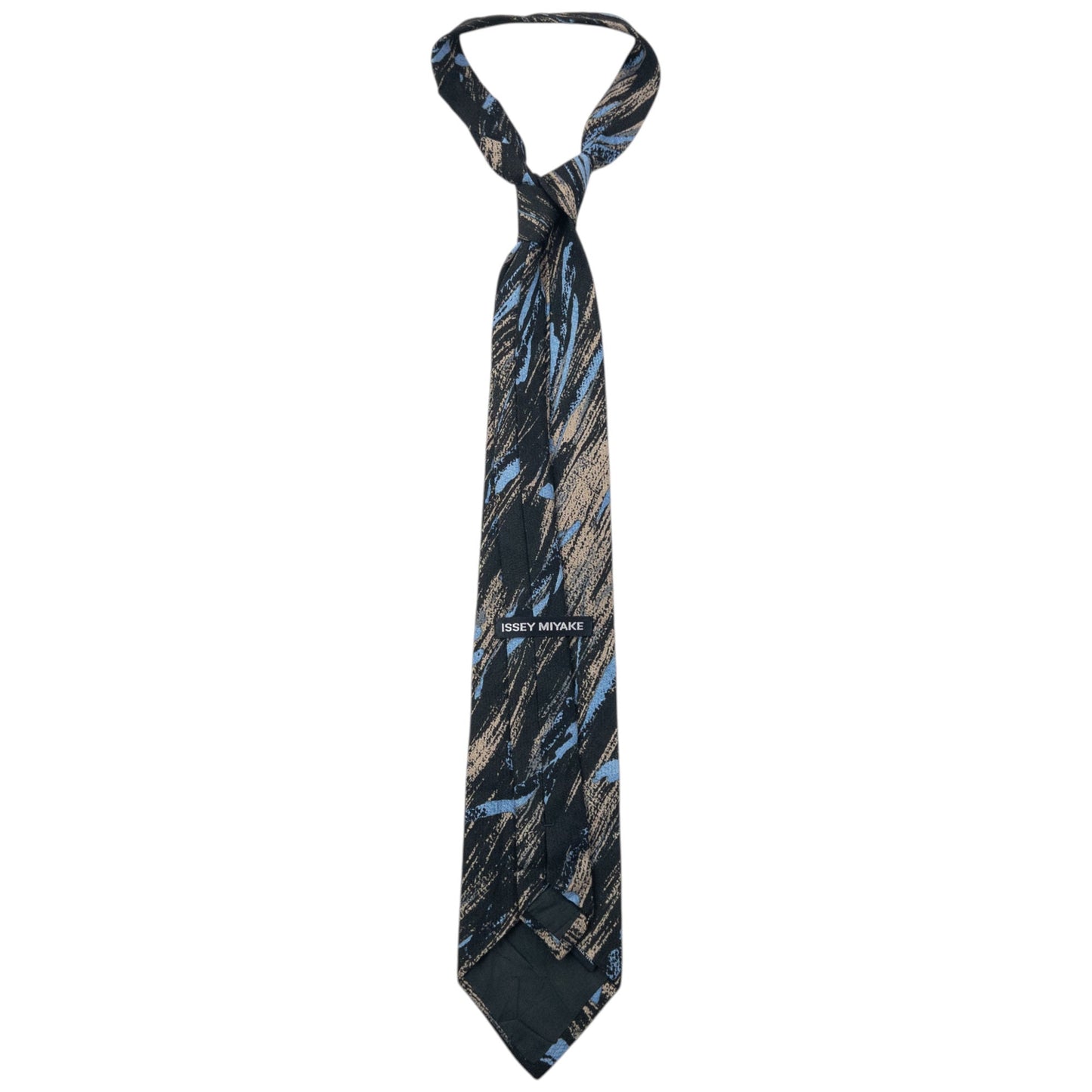 Vintage Issey Miyake Pattern Silk Tie | O/S, Black, Blue, Beige