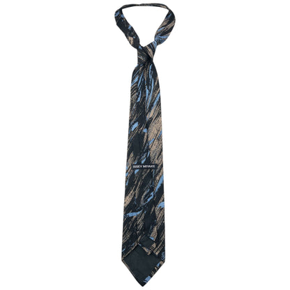 Vintage Issey Miyake Pattern Silk Tie | O/S, Black, Blue, Beige