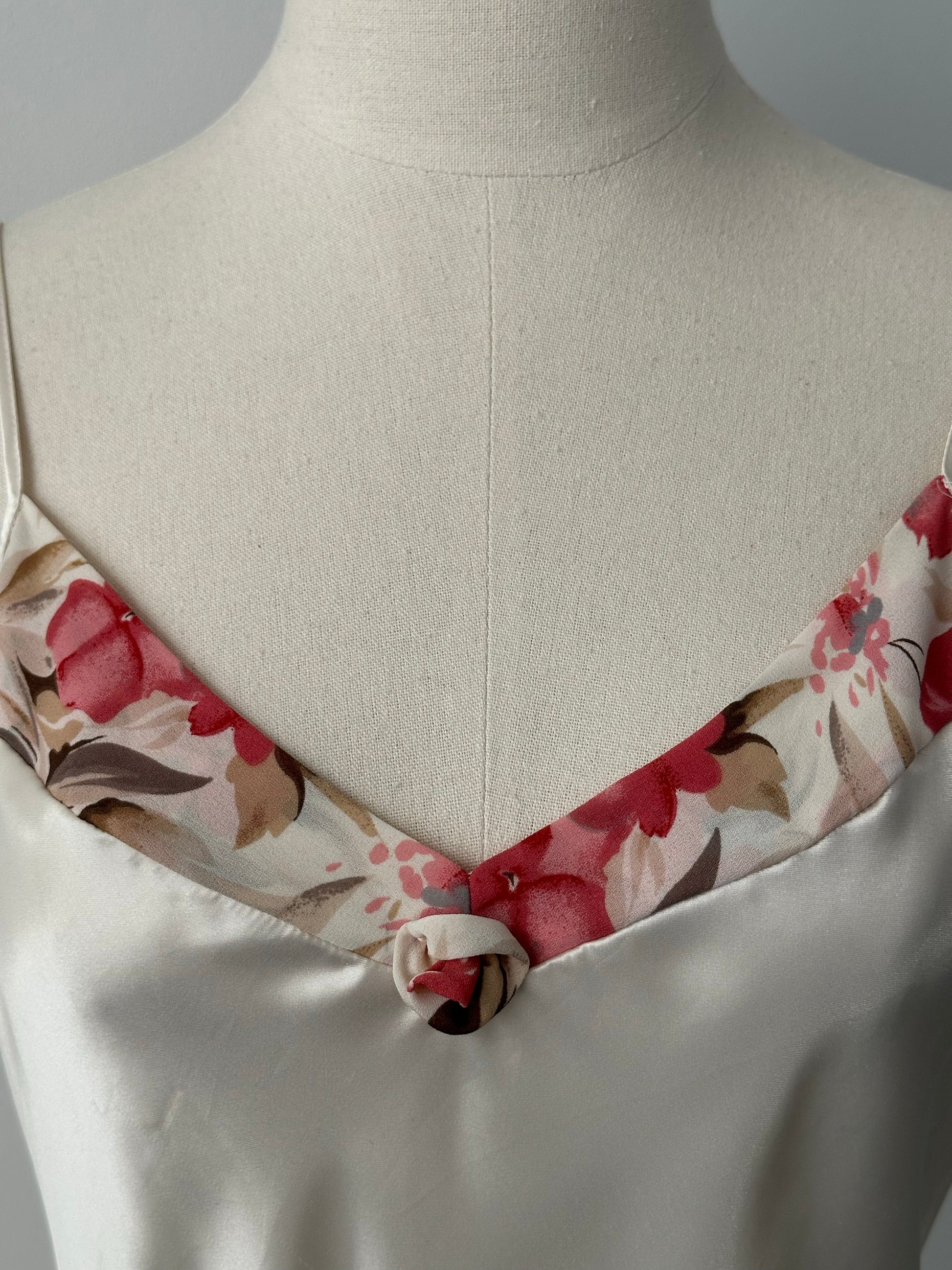 USA Vintage 1990s Floral Satin Mini Slip Dress - S
