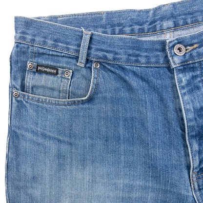 Vintage 2000s YSL Yves Saint Laurent Embroidered Denim Jeans Size W36 | W36, Blue