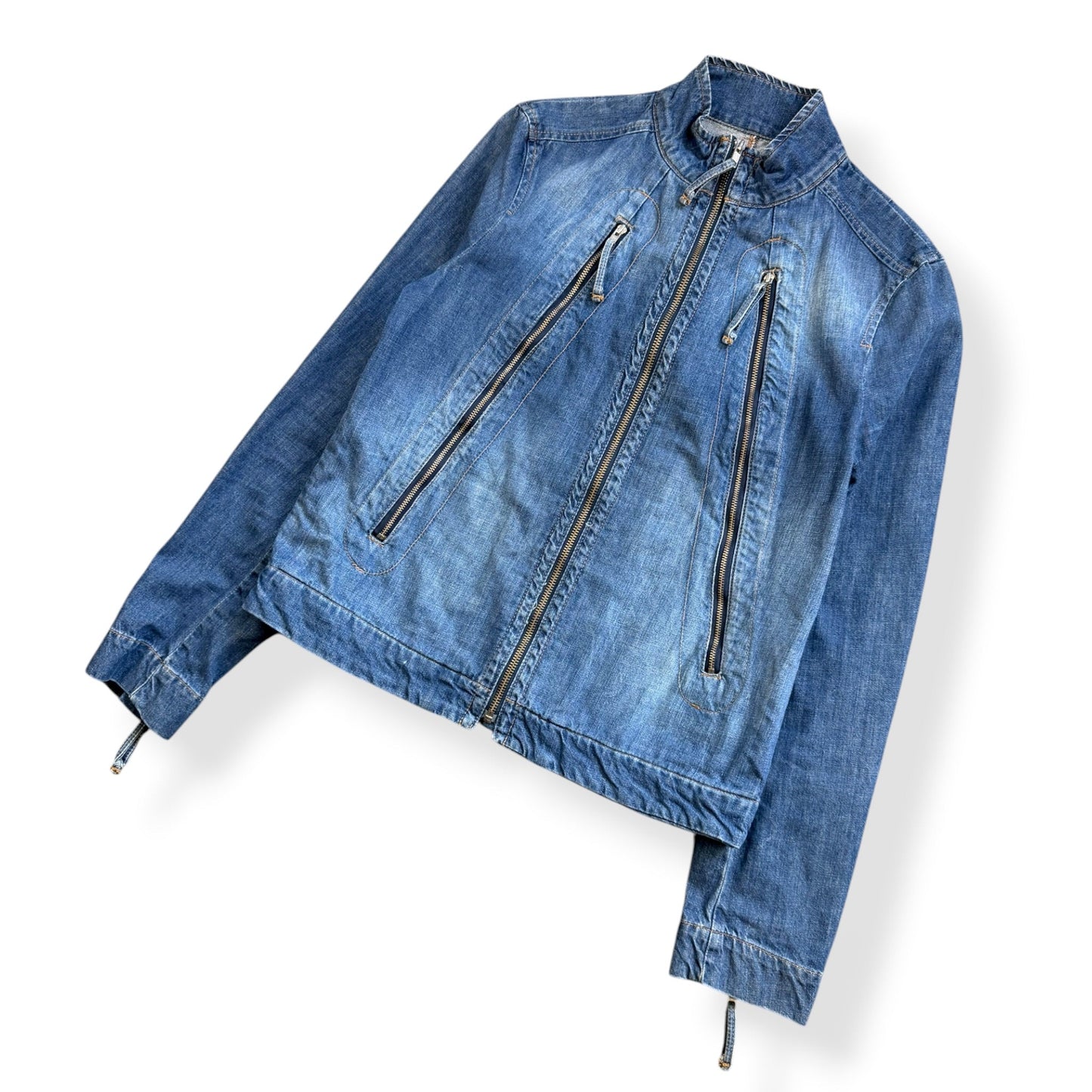 2000's FCUK Jeans Denim Moto Jacket (S) | Default Title, Blue