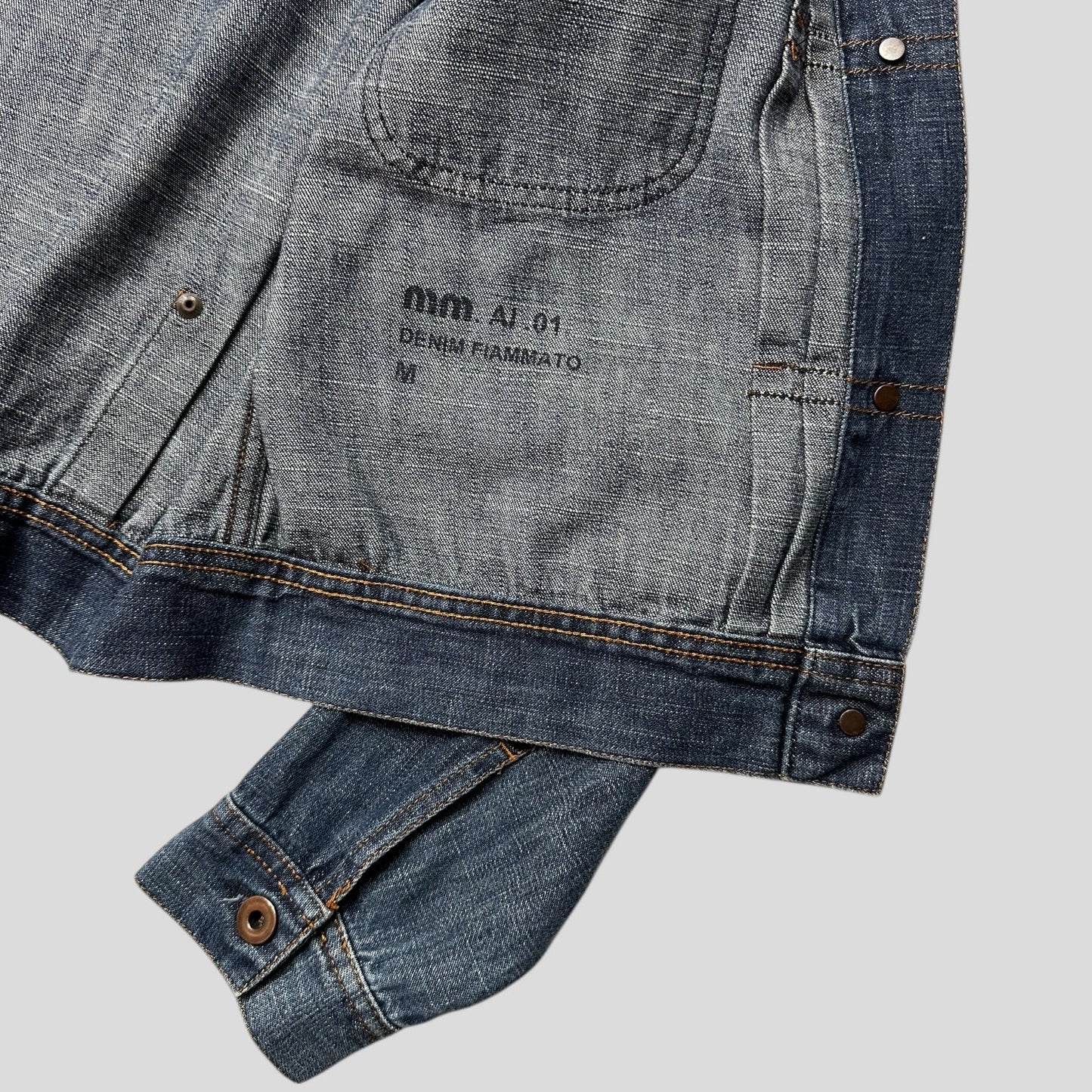 Miu Miu 2001 Runway Denim Fiammoto Pleated Work Jacket - S/M