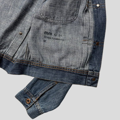 Miu Miu 2001 Runway Denim Fiammoto Pleated Work Jacket - S/M | Default Title, Red