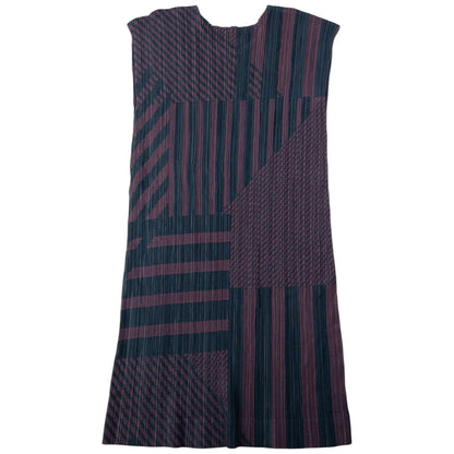Vintage Pleats Please By Issey Miyake Pattern Mini Dress Womens Size M | Medium, Navy