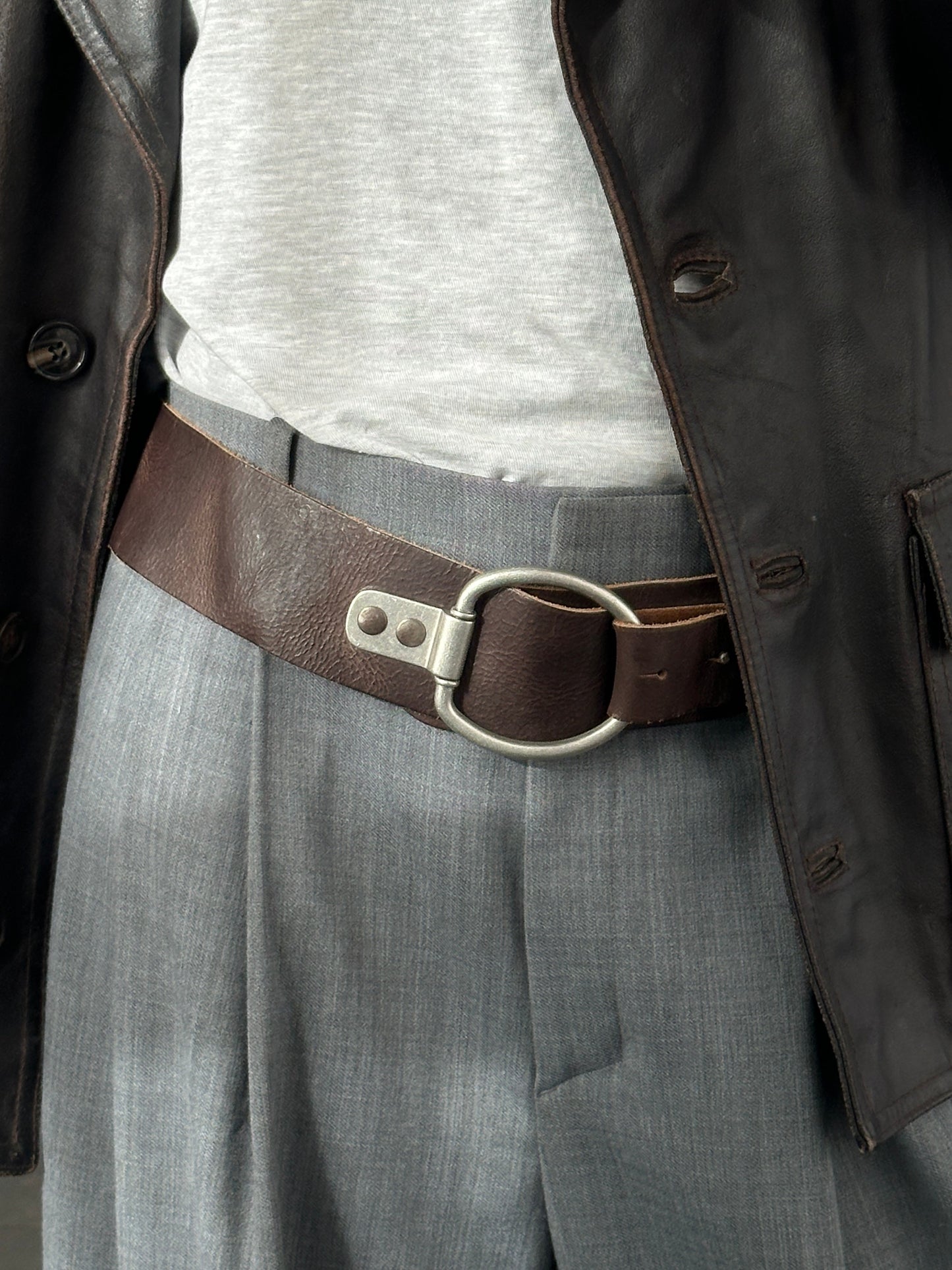 Vintage 1990s Chunky Leather Belt - W34-36