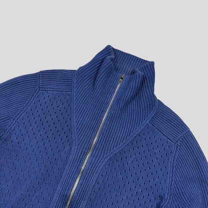 Prada Milano 2018 Perforated Heavy Cable Knit Cardigan Jacket - M | Default Title, Blue