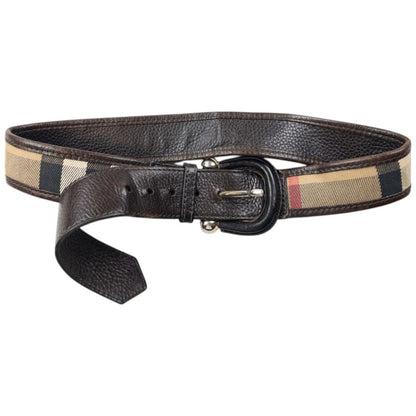 Vintage 2000s Burberry Nova Check Leather Belt Size S | O/S, Brown