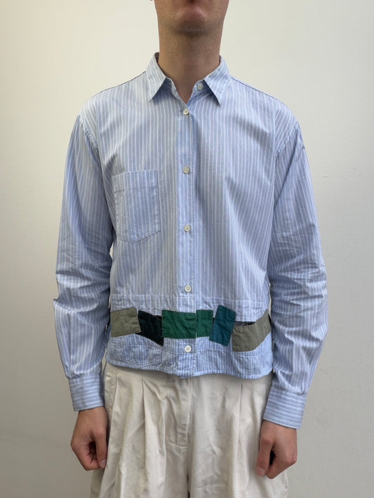 Comme Des Garçon Deconstructed Patchwork Shirt | Small, Light Blue