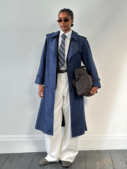 London Fog 1990s Double Breasted Cotton Trench Coat - S/M