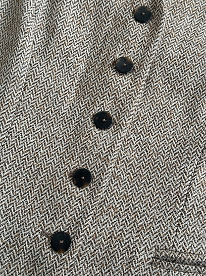 Vintage Virgin Wool Herringbone Waistcoat - XL