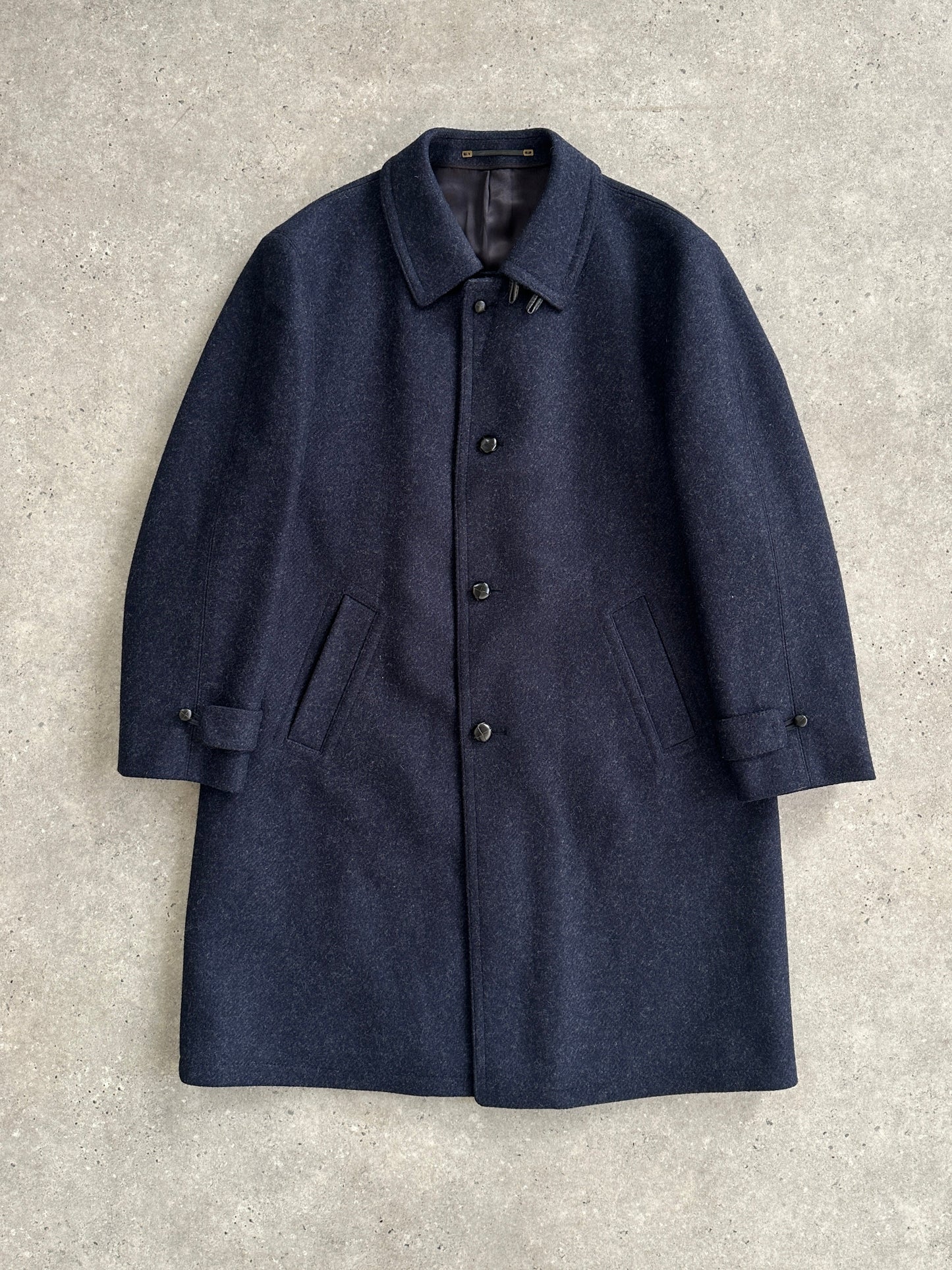 Vintage Pure Wool Single Breasted Concealed Placket Coat - XL/XXL