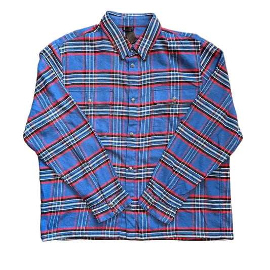 Chrome Hearts Work Dog Padded Flannel Shirt Blue Red | Small, Blue