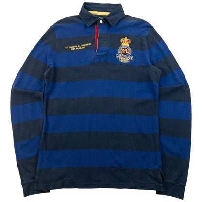 Vintage 90s Polo Ralph Lauren Striped Crest Long Sleeve Polo Shirt Size S | Small, Blue