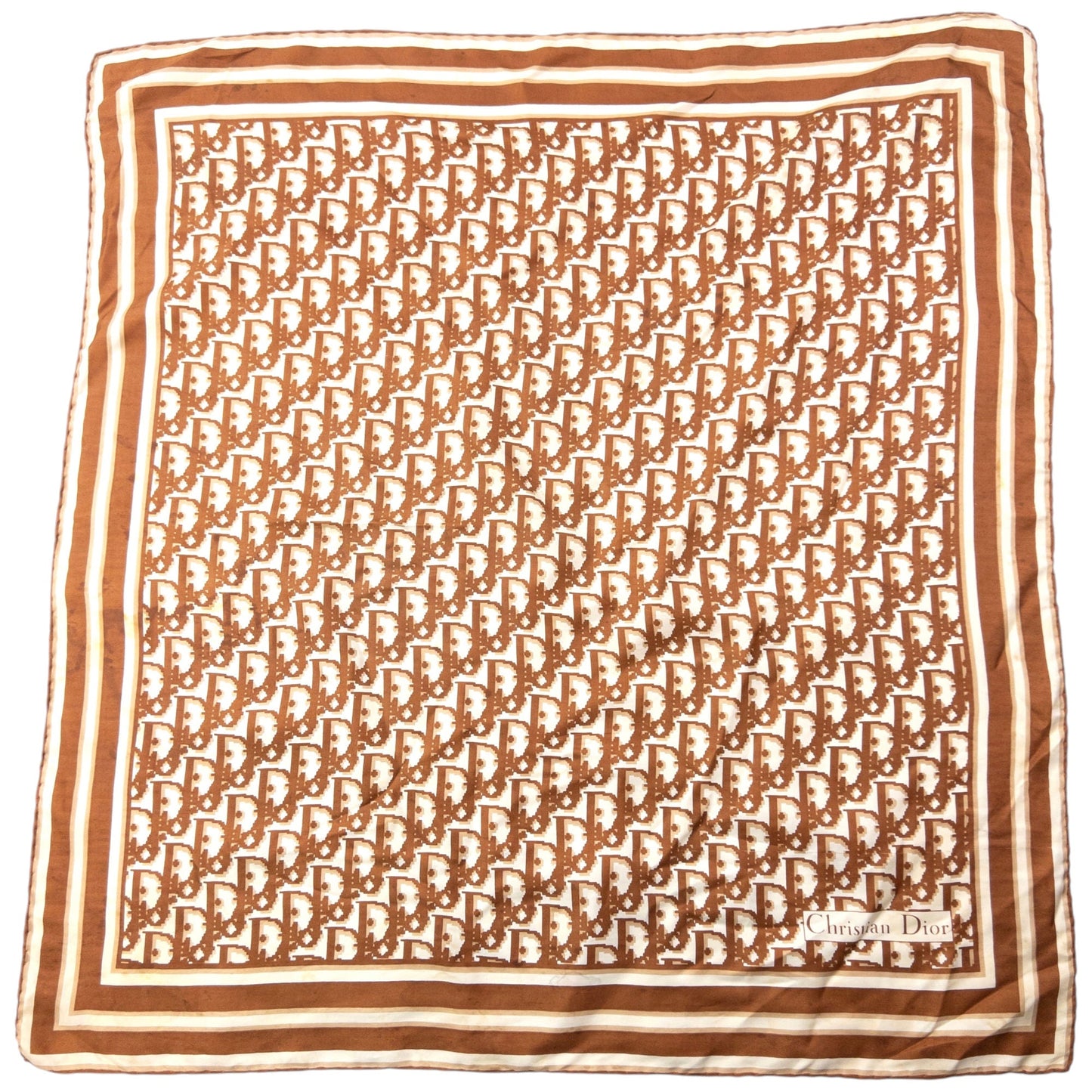 Vintage 2000s Dior Monogram Pixel Silk Scarf | O/S, Brown