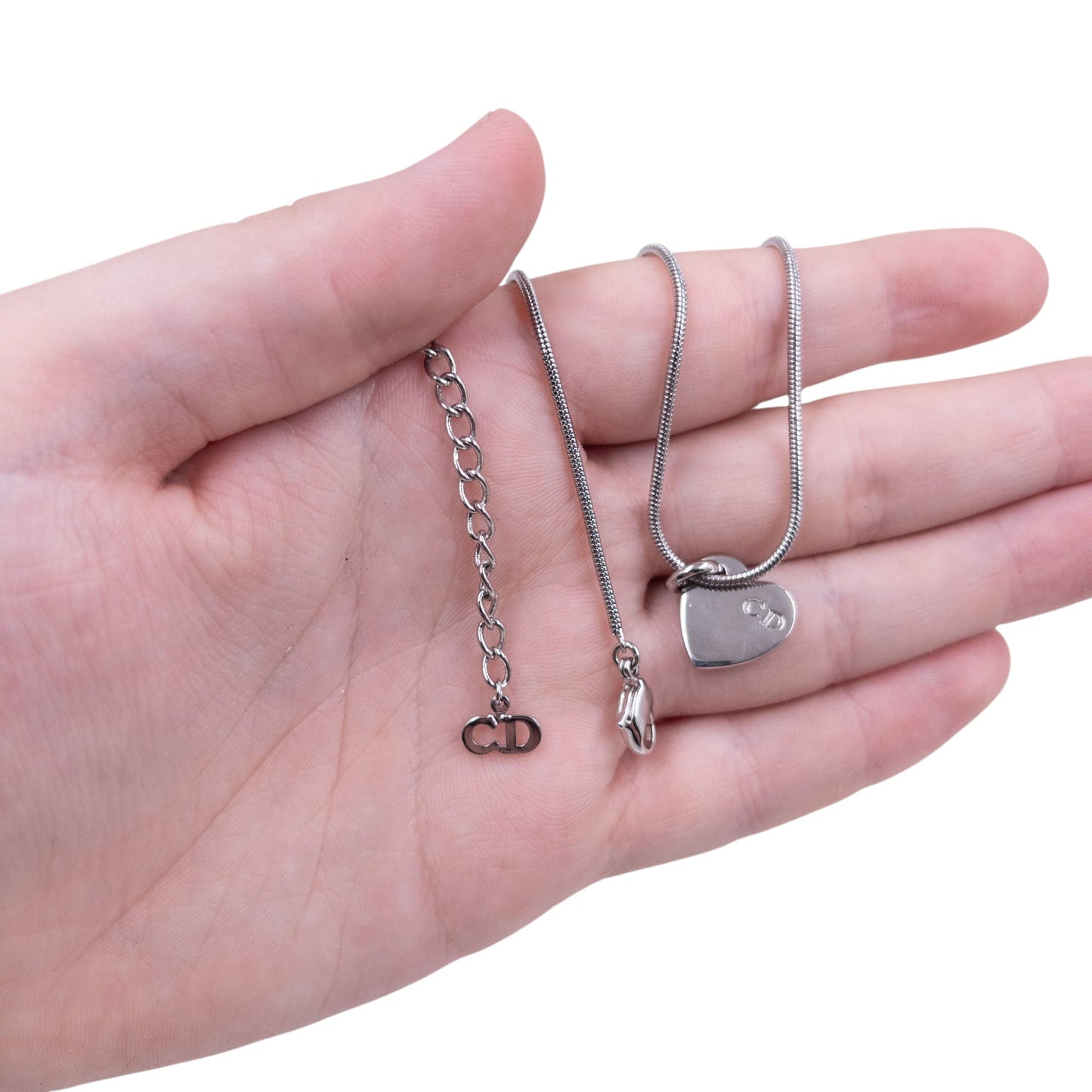 Vintage Dior Silver Heart Charm Necklace