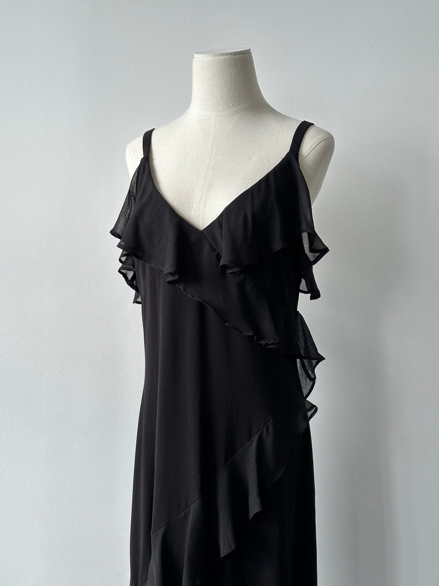 Tommy Hilfiger Asymmetric Ruffle Maxi Dress - L