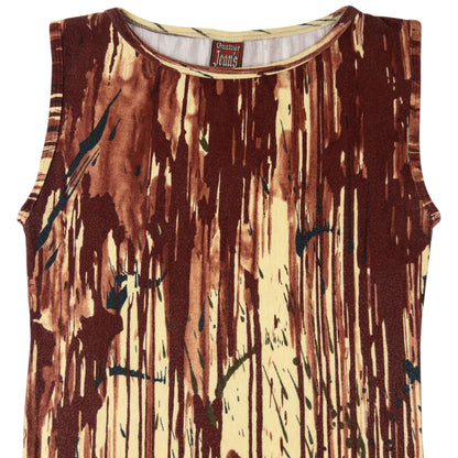Vintage 1998 Jean Paul Gaultier Jean's Blood Drip Print Maxi Dress Womens Size L | Large, Tan