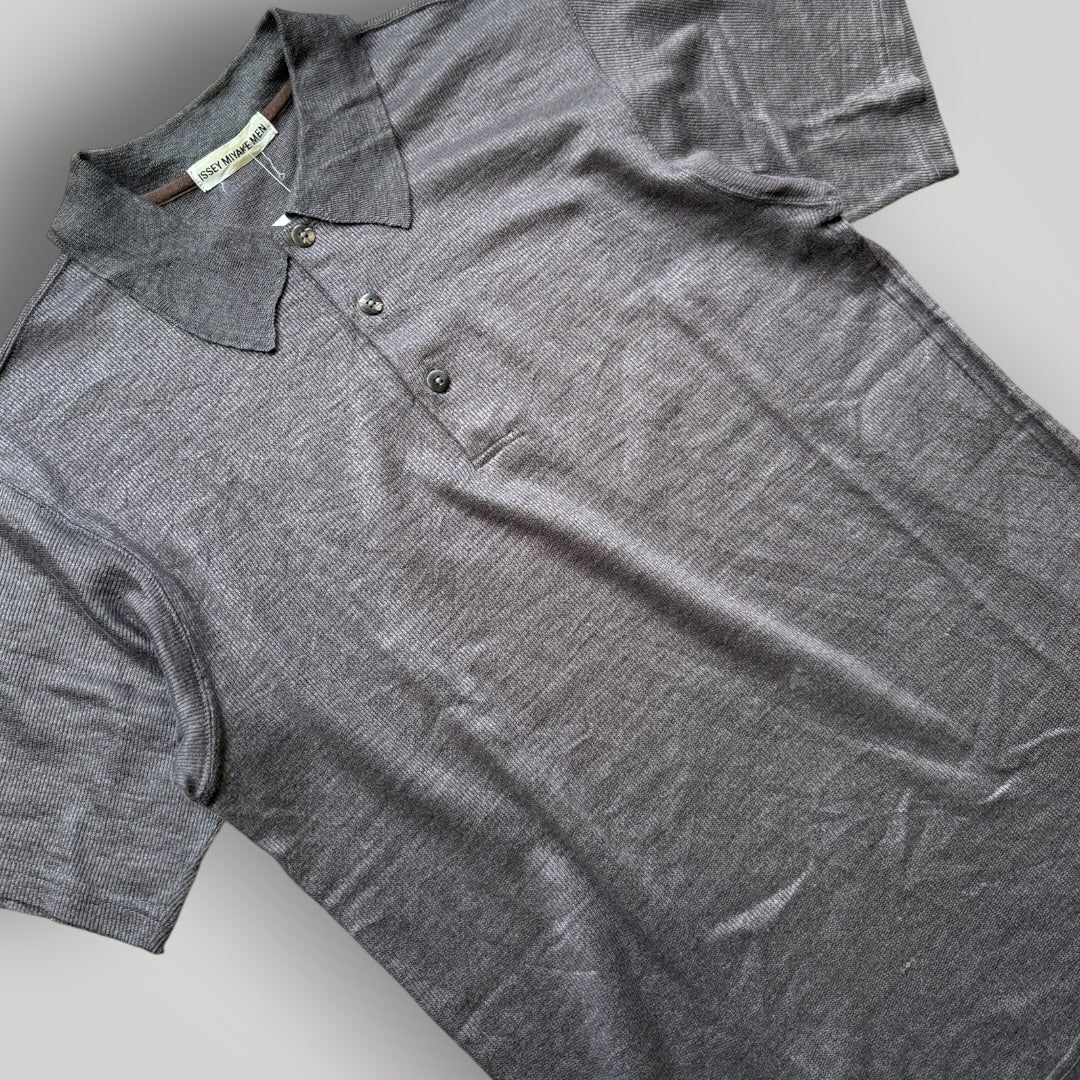 1990s Issey Miyake Men Cotton Polo Shirt M | O/S, Gray