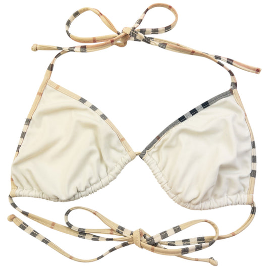 Vintage 2000s Burberry Nova Check Trim Bikini Top Womens Size M | Medium, Beige