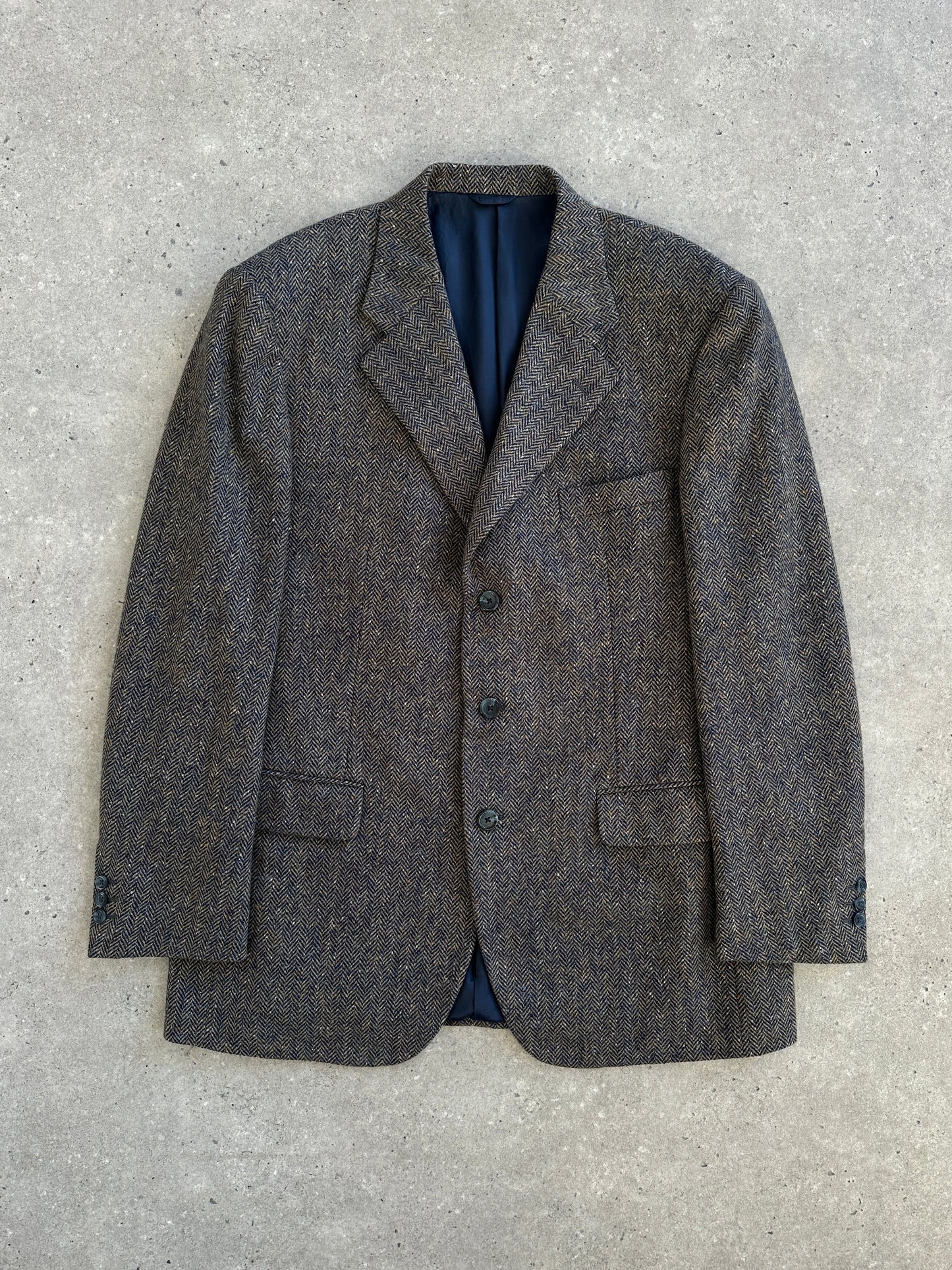 Burberry 1990s Herringbone Pure Wool Single Breasted Blazer - 42R/XL