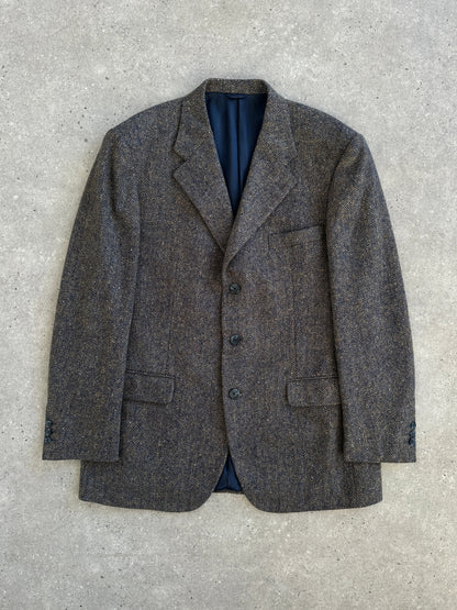 Burberry 1990s Herringbone Pure Wool Single Breasted Blazer - 42R/XL