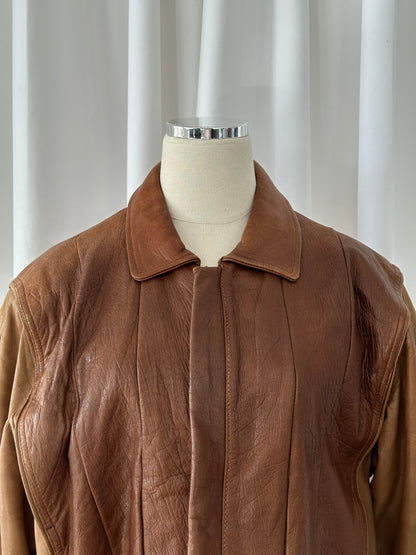 Italian Vintage 1980s Leather Bomber Jacket - M/L