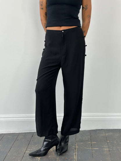 Vintage 1990s Pure Silk Wide Leg Trousers - W28