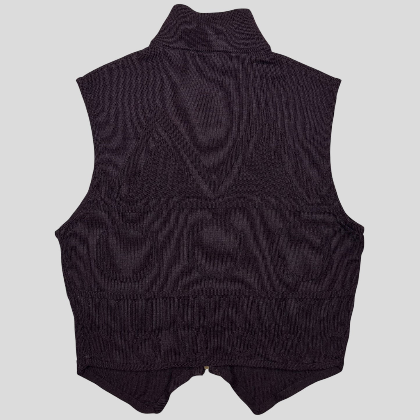 Gianni Versace 80’s Wool Geometric Pattern Cardigan Vest - S/M