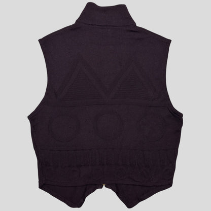 Gianni Versace 80’s Wool Geometric Pattern Cardigan Vest - S/M