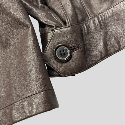 Prada Milano 00’s Nappa Leather Stash Pocket Hooded Jacket - L | Default Title, Brown