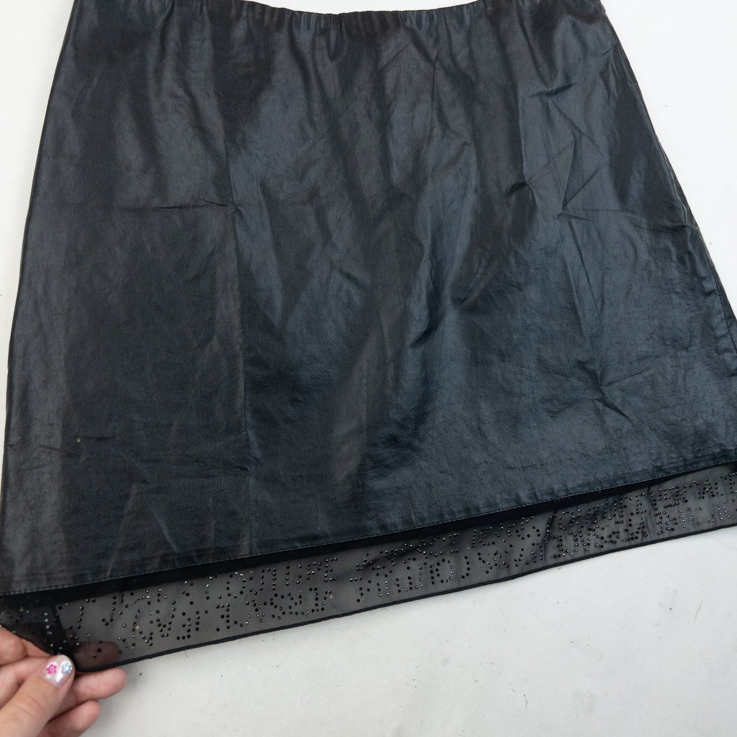 Vintage 2000s Versace Jeans Couture Faux Leather Mini Skirt Womens Size W26 | W26, Black