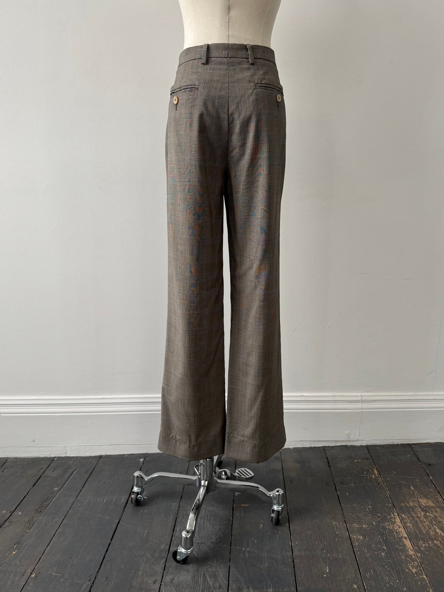 Italian Vintage 1990s Pure Wool Check Trousers - W28
