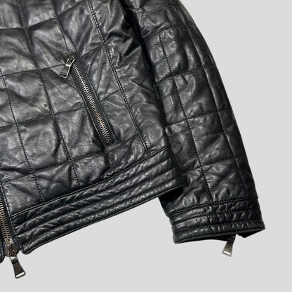 Neil Barrett 00’s Lambskin Leather Moto Puffer Jacket - M/L