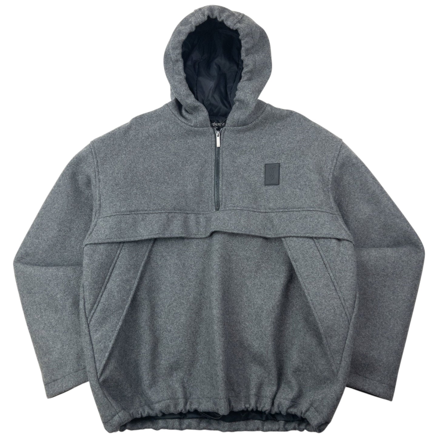 Vintage 2000s YSL Yves Saint Laurent Q Zip Wool Jacket Size L | Large, Grey